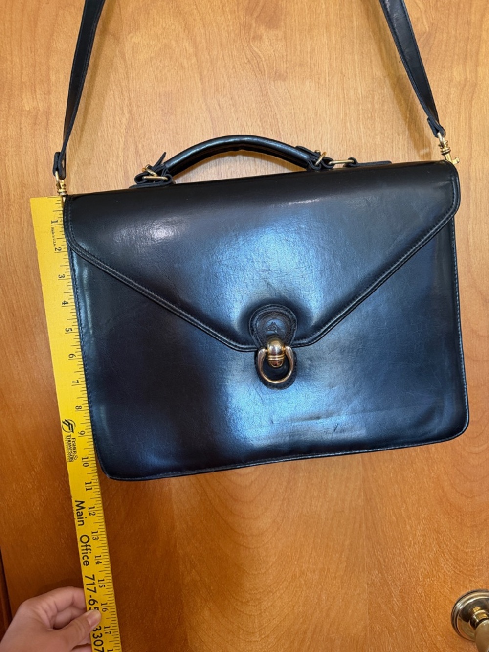 Vintage Paolo Masi Black Leather Briefcase with Gold Hardware - Picture 14 of 16